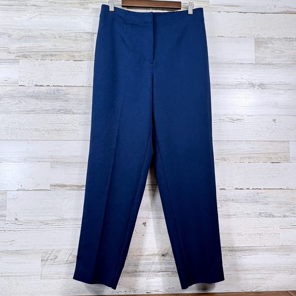 Ann Taylor Lana Dress Pants UNHEMMED Size 8 Blue Straight Leg Professional Chic